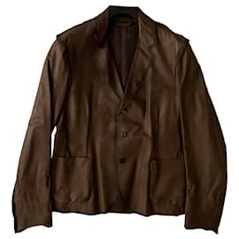 Lanvin-Vintage brown leather blazer-Brown