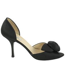 Prada Womens 38 Black Satin Dorsay Bow Open Toe Heels Other