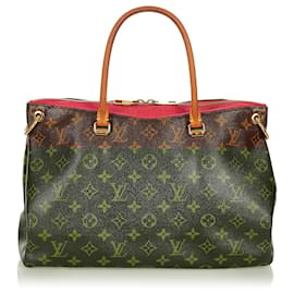 Louis Vuitton-Louis Vuitton Brown Monogram Pallas Satchel-Brown,Red
