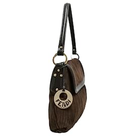 Fendi-Fendi Brown Chef Suede Shoulder Bag-Brown