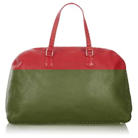 Fendi-Sac à main en cuir rouge Selleria Fendi-Rouge