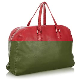 Fendi-Sac à main en cuir rouge Selleria Fendi-Rouge