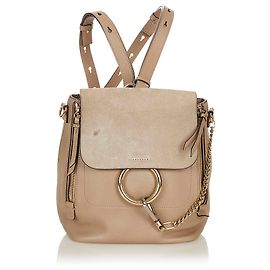 Chloé Chloe Gray Faye Leather Backpack Grey