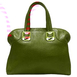 Fendi-Fendi Red Chameleon Leather Satchel-Red
