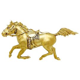 inconnue Spilla cavallo in oro giallo e diamanti. Altro