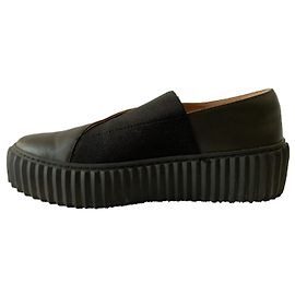 Issey Miyake Black leather wrap sneakers Black