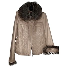 Burberry Lederjacke Beige Beige