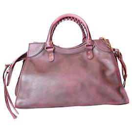 Balenciaga-Balenciaga Neo Classic Small Top Handle Bag in Burgundy calf leather Leather-Red,Dark red