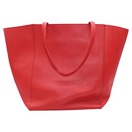 Céline-Céline Large Cabas Tote Bag in Red calf leather Leather-Red