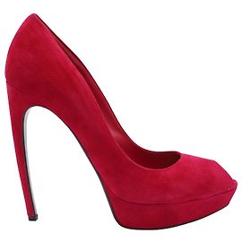 Alexander McQueen – Armadillo – Peeptoe-Pumps aus rotem Wildleder Rot