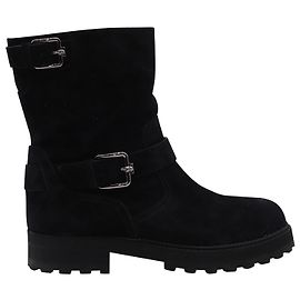 Tod's Basso Biker Boots in Black Suede Black