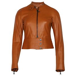 Prada Schößchenjacke aus braunem Leder Braun