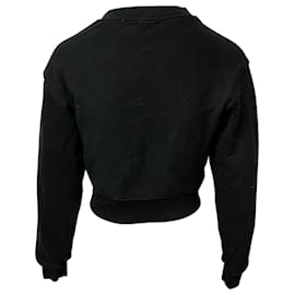 Re/Done-Re/done Cropped Crewneck Sweatshirt in Black Cotton-Black