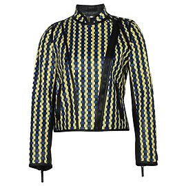 Gucci Bikerjacke mit Webmuster aus mehrfarbigem Leder Mehrfarben