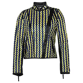 Gucci Weave Pattern Biker Jacket in Multicolor Leather Multiple colors