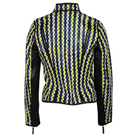Gucci-Gucci Weave Pattern Biker Jacket in Multicolor Leather-Multiple colors
