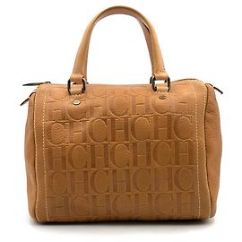 Bolsa Carolina Herrera Andy em couro conhaque com logotipo em relevo Marrom