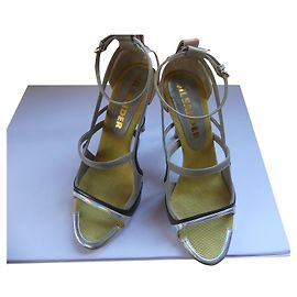 Jil Sander Pink Multicolour Metallic Leather Sandals Pink Dark grey