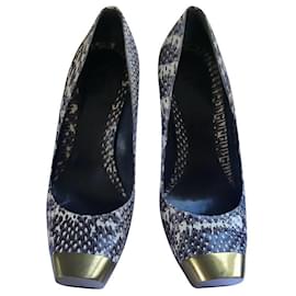 Décolleté Alexander McQueen Python Nere Bianche Nero Bianco
