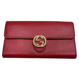 Carteira Continental Interlocking Gucci Vermelha de Couro Vermelho