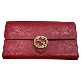 Gucci Interlocking Continental Wallet Red Leather Red