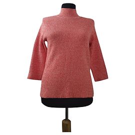 Pull Ganni Michi côtelé argile rouge mélangé Rouge