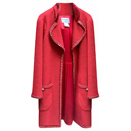 Chanel-11K$ Cappotto in tweed SALZBURG con finiture a catena-Rosso
