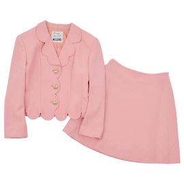 Moschino MOSCHINO suit setup jacket skirt wool decorative button ladies outer pink size 9 (equivalent to M) Pink