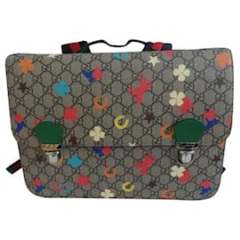 Gucci-Cartable Gucci enfant-Marron,Rouge,Vert