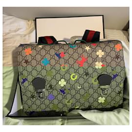 Gucci-Cartable Gucci enfant-Marron,Rouge,Vert