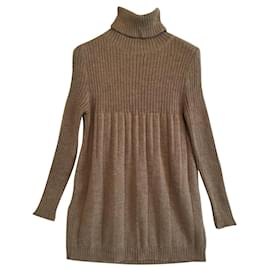 Vintage-30% mohair, 10% wool. Made in Italy. Pleated construction.-Brown