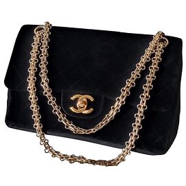 Borsa Chanel Vintage Classique in velluto nero Nero