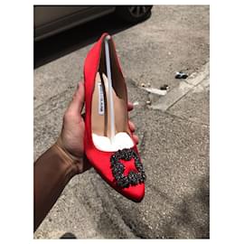 Manolo Blahnik-Hangisi 105mm    red new-Red