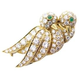 NEW BROOCH VAN CLEEF & ARPELS COUPLE OF BIRDS 68 diamants 2.1CT BIRDS BROOCH Golden