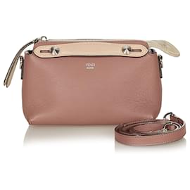 Fendi-Sacoche en cuir marron Fendi By The Way-Marron,Beige