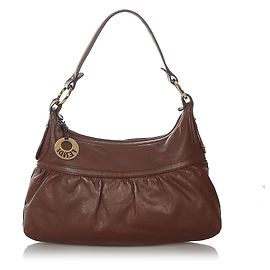 Fendi Brown Chef Leather Shoulder Bag Brown