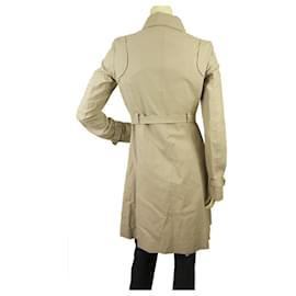 Céline-Celine Woman’s Beige Cotton Raincoat Mac Belted Trench Jacket Coat FR 36-Beige
