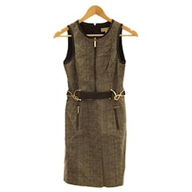 Michael Kors-[Used] MICHAEL KORS Sleeveless dress / 0 / cotton / BRW / herringbone-Brown