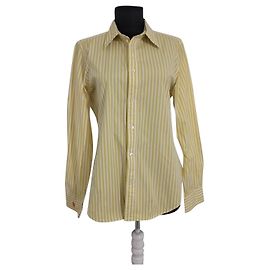 Camicia a righe Ralph Lauren bianca e gialla in cotone Bianco Giallo