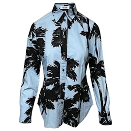 Moschino-Moschino Barato And Chic Palm Tree Shirt em Azul Algodão-Azul