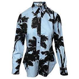 Moschino Cheap And Chic Camicia Palm Tree in cotone blu Blu
