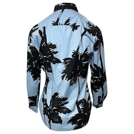 Moschino-Moschino Cheap And Chic Camicia Palm Tree in cotone blu-Blu