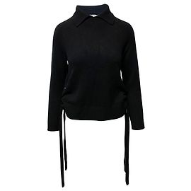 Frame Denim Pullover mit seitlicher Schnürung aus schwarzem Kaschmir Schwarz