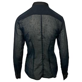 Alexander Mcqueen-Alexander McQueen Sheer Shirt in Black Cotton-Black