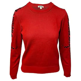 Kenzo-Kenzo Leopard Print Sweater in Red Cotton-Red