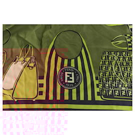 Fendi-Brown x Black x Gold Silk Scarf-Other