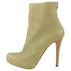 Christian Louboutin-Women's 39.5 Taupe Ankle Booty Rear Zip Booties-Other