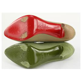 Christian Louboutin-Women's 39.5 Taupe Ankle Booty Rear Zip Booties-Other