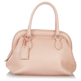 Fendi-Fendi Rose Selleria Sac à main en cuir-Rose,Beige