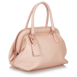 Fendi-Fendi Rose Selleria Sac à main en cuir-Rose,Beige